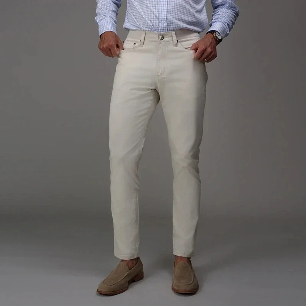 NWT Collars & Co CEO Chino Mens 34x32 Cream‎ Five Pocket Cotton Stretch Pants